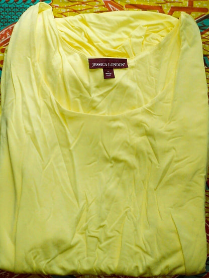 Jessica London Plus Size Bright Lemon Sleeveless Ruched Short Tank Dress Size 28