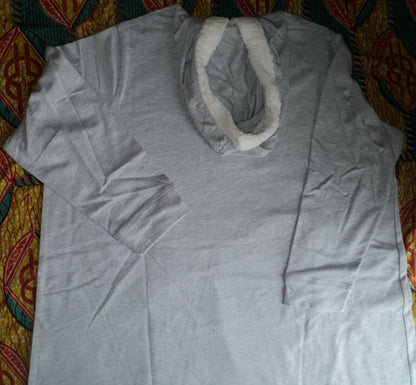 Dreams & Co. Plus Size Heather Grey Long Sleeves Hooded Lounger Size 2X(26/28)