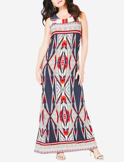 Denim 24/7  Petite  Plus Size Navy Graphic  Ultra Smooth Print Maxi Dress Sz 4X