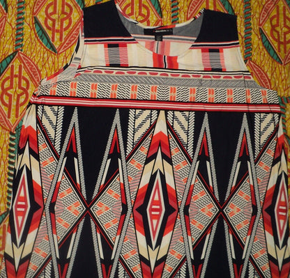 Denim 24/7  Petite  Plus Size Navy Graphic  Ultra Smooth Print Maxi Dress Sz 4X