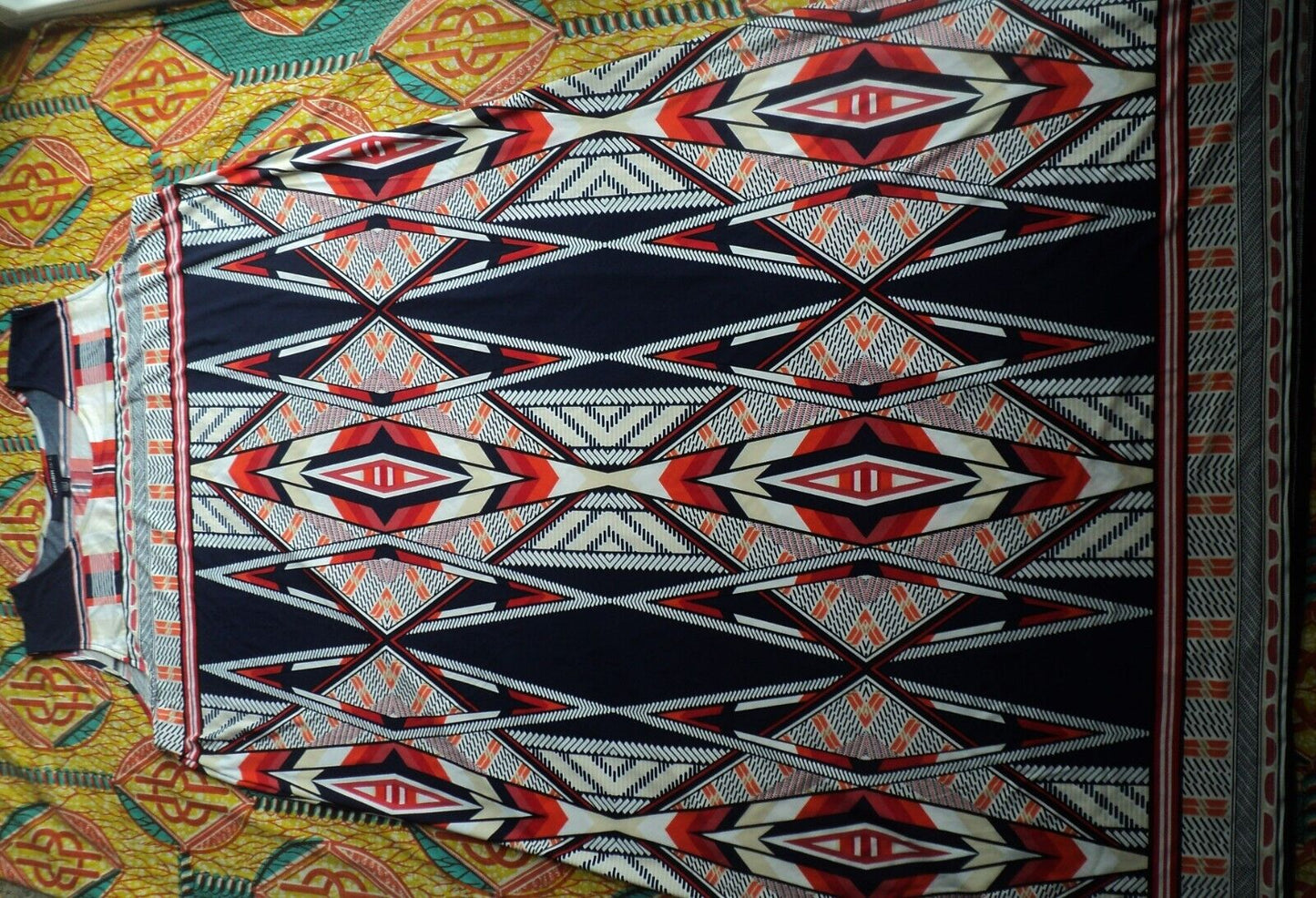 Denim 24/7  Petite  Plus Size Navy Graphic  Ultra Smooth Print Maxi Dress Sz 4X