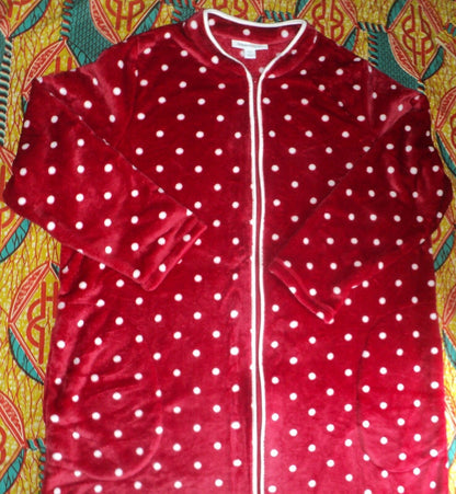 Dreams & Co. Plus Size Classic Red Dots Microfleece Robe Size 1X(22/24)