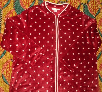 Dreams & Co. Plus Size Classic Red Dots Microfleece Robe Size 1X(22/24)