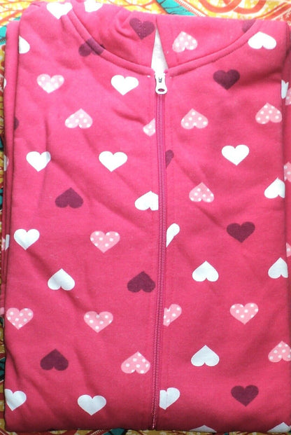 Dreams & Co. Plus Size Petite Radiant Pink Hearts Long Fleece Hoodie Robe Sz 5X