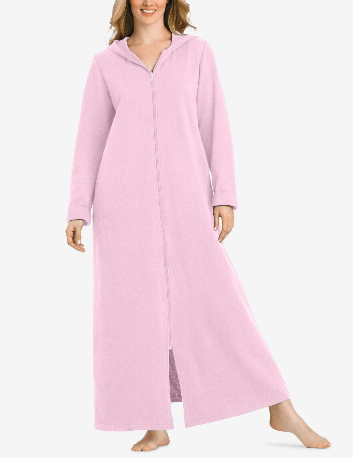 Dreams & Co. Plus Size Pink Long Fleece Hoodie Robe Size 4X(34/36)