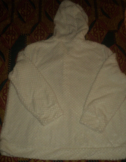 Dreams & Co. Plus Size Ivory Long Sleeves Plush Hooded Bed Jacket Size 1X(22/24)
