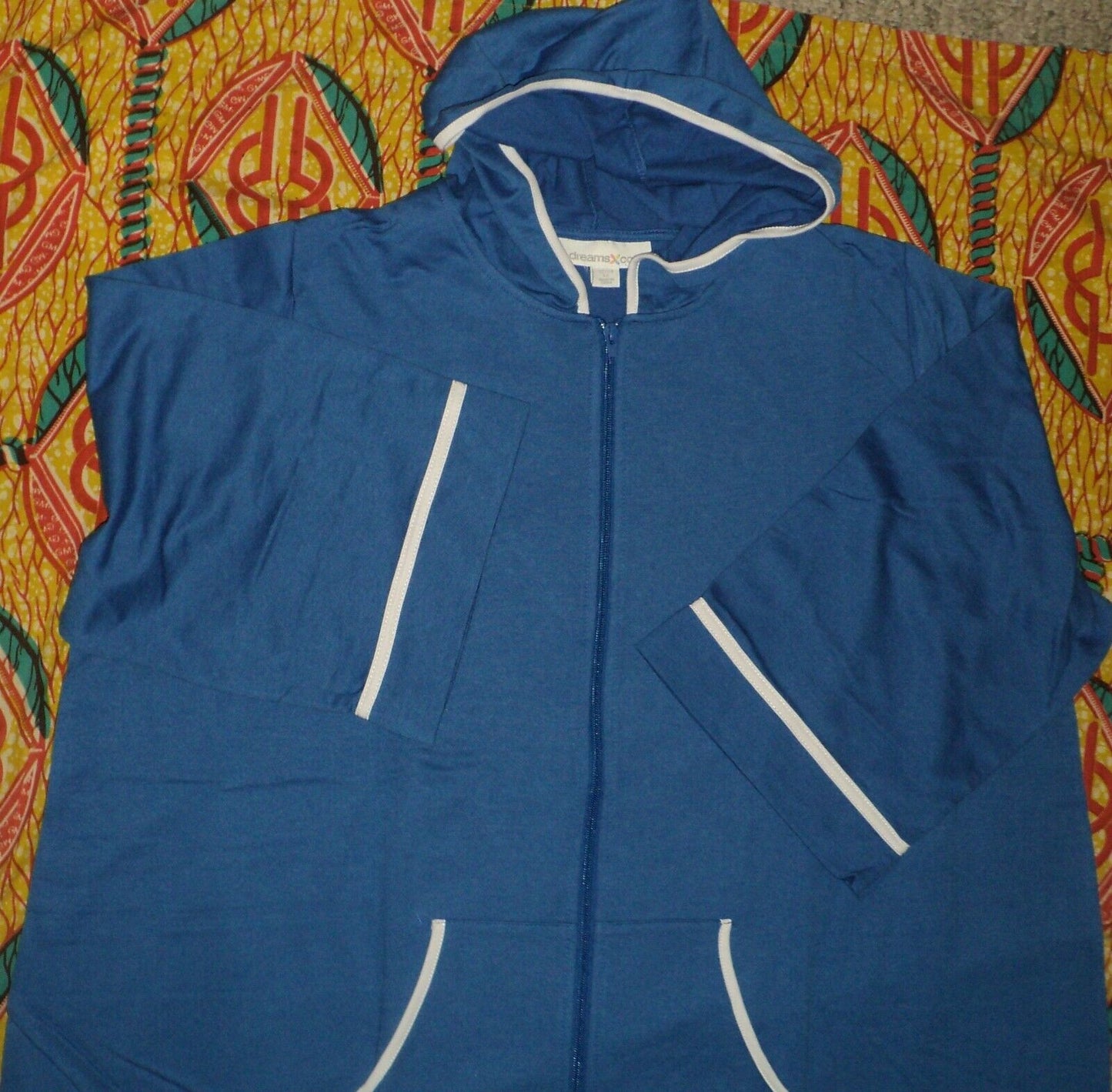 Dreams & Co. Plus Size Cobalt Blue 3/4 Sleeves Long Hooded Robe Size 4X(34/36)