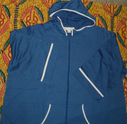 Dreams & Co. Plus Size Cobalt Blue 3/4 Sleeves Long Hooded Robe Size 4X(34/36)