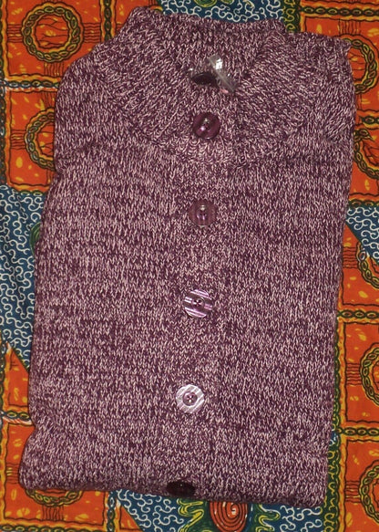 Woman Within Plus Size Deep Claret White Marled Sweater Cardigan Size 3X(30/32)