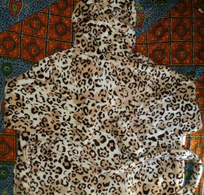 Dreams & Co. Plus Size Animal Short Hooded Ultraplush Microfleece Robe Size 3X