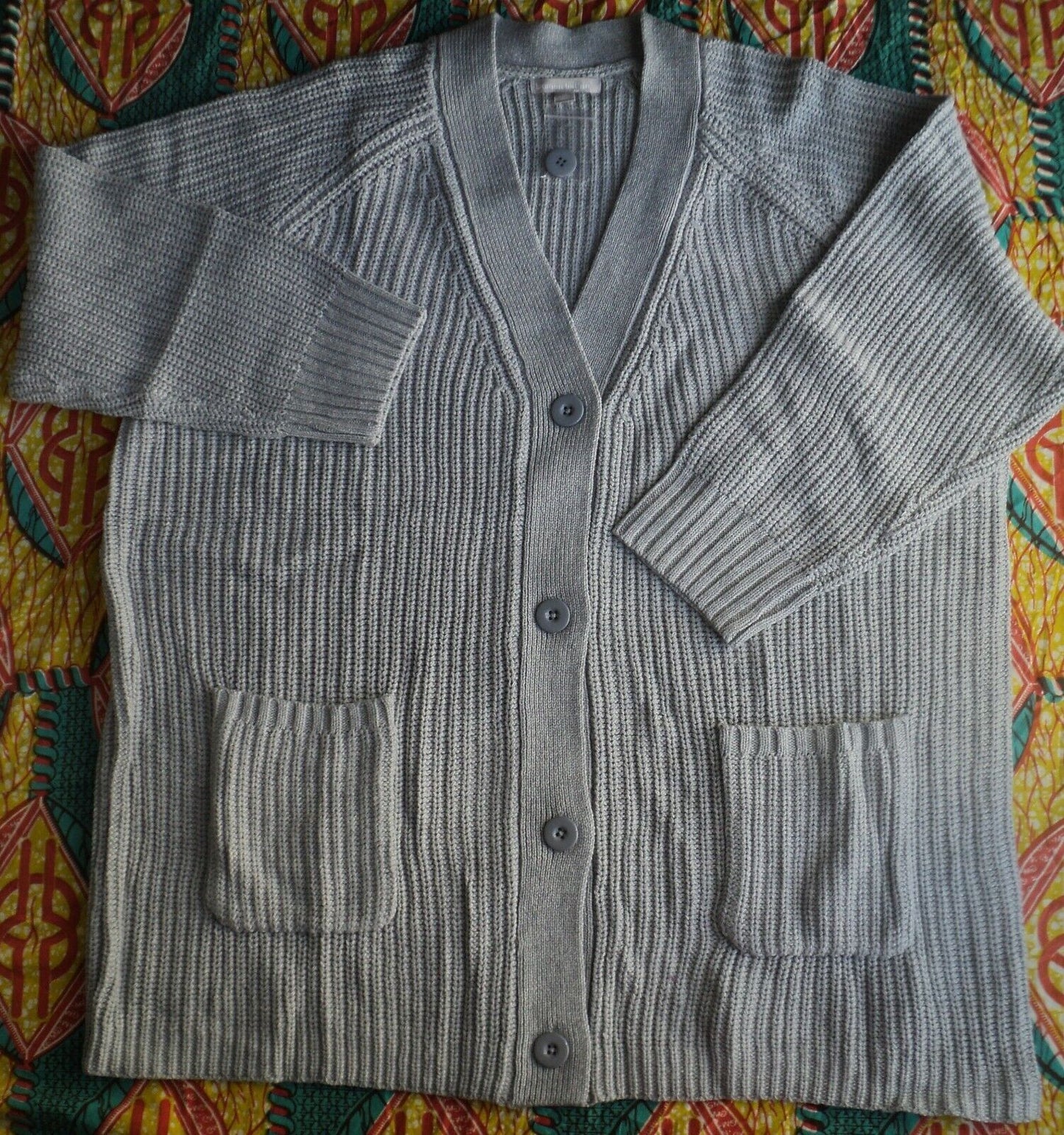 Woman Within Plus Size Heather Grey Long Sleeve Shaker Knit Cardigan Sz 4X-34/36