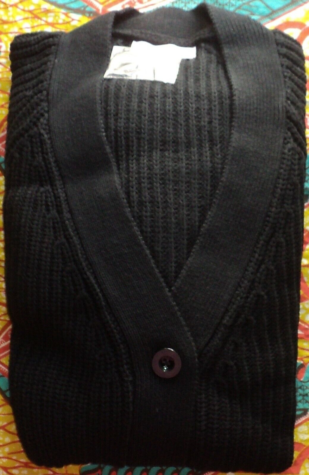 Woman Within Plus Size Black Long Sleeves Shaker Knit Cardigan Size 6X(42/44)