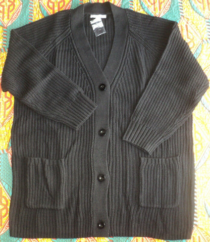 Woman Within Plus Size Black Long Sleeves Shaker Knit Cardigan Size 6X(42/44)