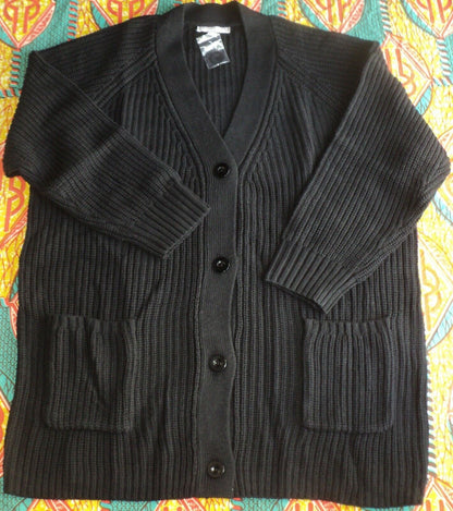 Woman Within Plus Size Black Long Sleeves Shaker Knit Cardigan Size 6X(42/44)