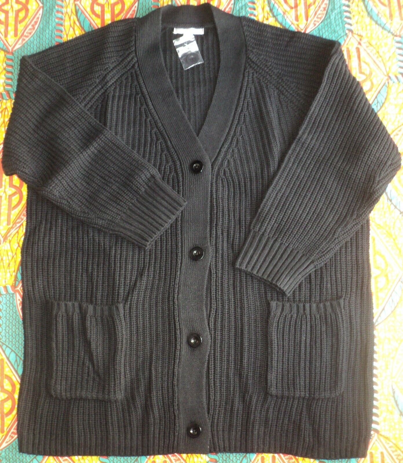 Woman Within Plus Size Black Long Sleeves Shaker Knit Cardigan Size 4X(34/36)