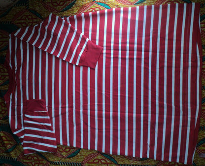 Woman Within Plus Size Vivid Red White Stripe Lace-Up Front Fleece Dress Size 2X