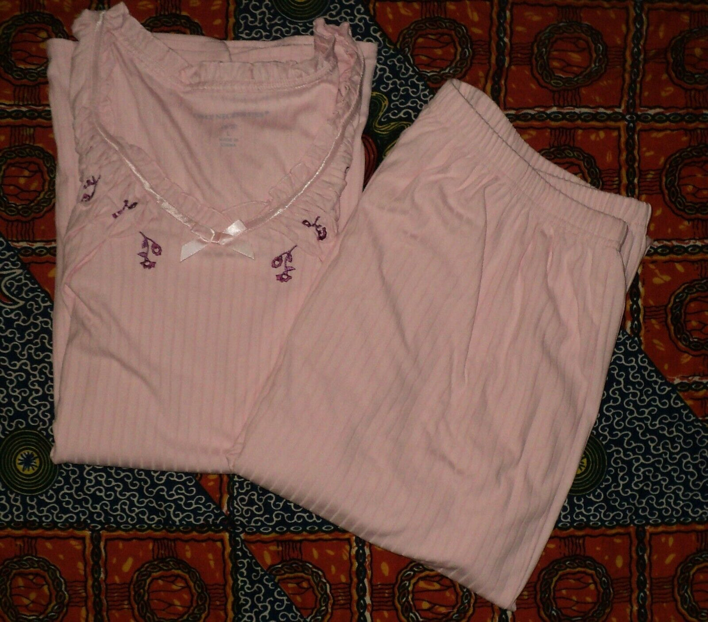 Only Necessities Plus Size Pink Rib Knit Pajama Set Size L(18/20)