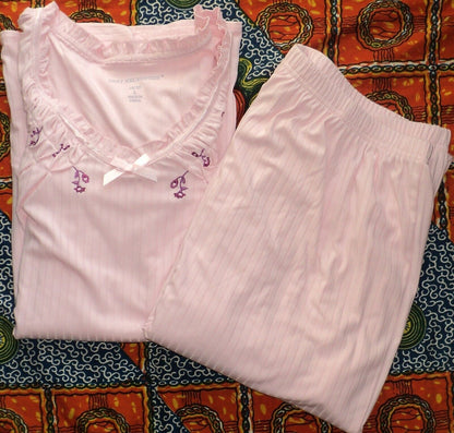 Only Necessities Plus Size Pink Rib Knit Pajama Set Size L(18/20)