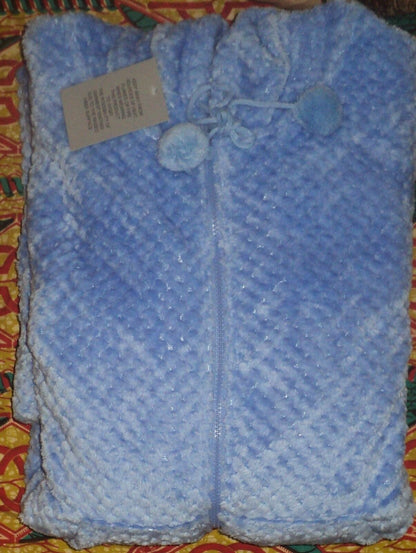 Dreams & Co. Plus Size French Blue Plush Hooded Long Robe Size 2X(26/28)