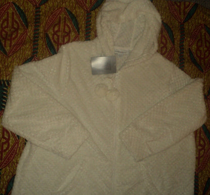 Dreams & Co. Plus Size Ivory Plush Hooded Long Robe Size 1X(22/24)