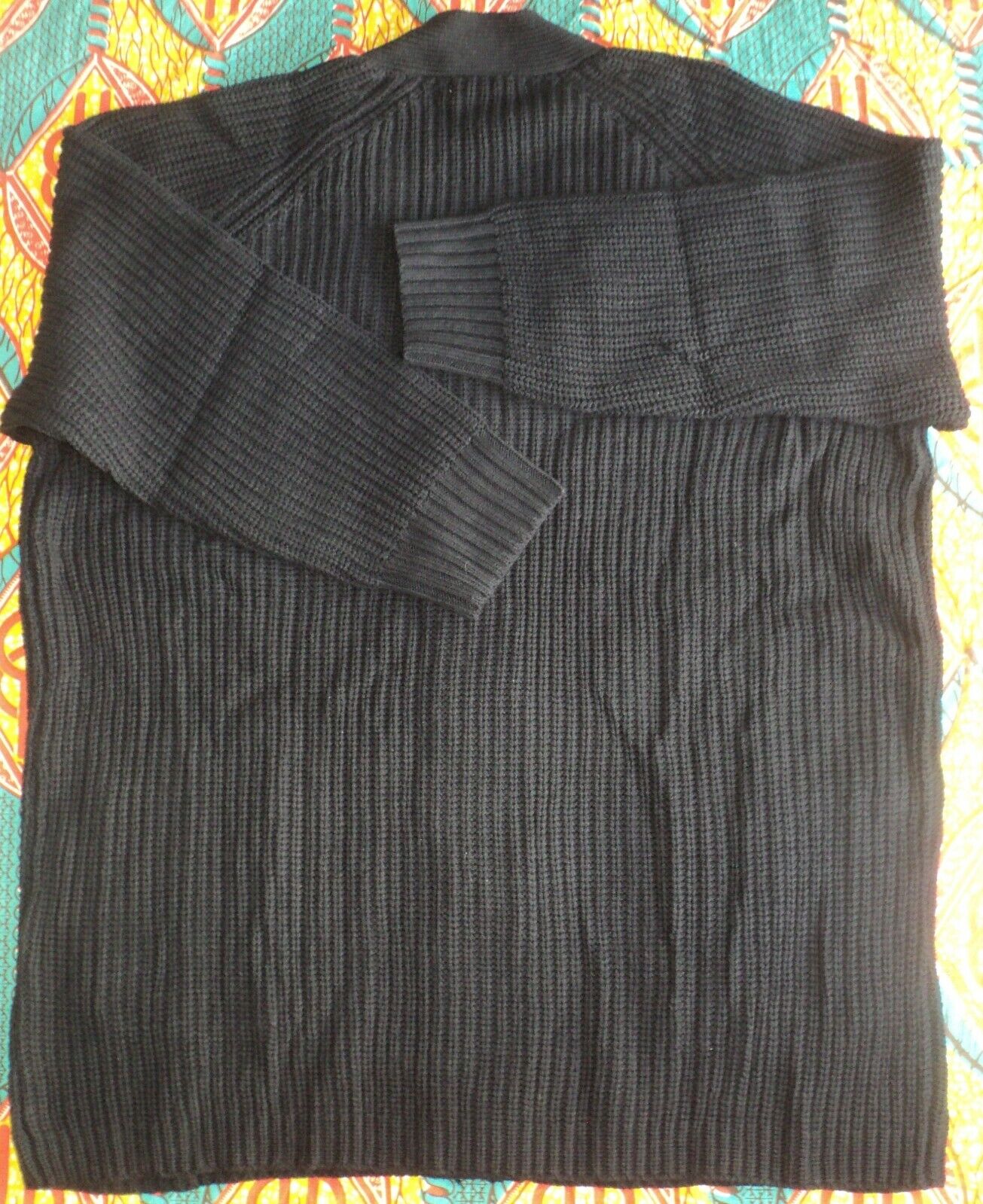 Woman Within Plus Size Black Long Sleeves Shaker Knit Cardigan Size 1X(22/24)