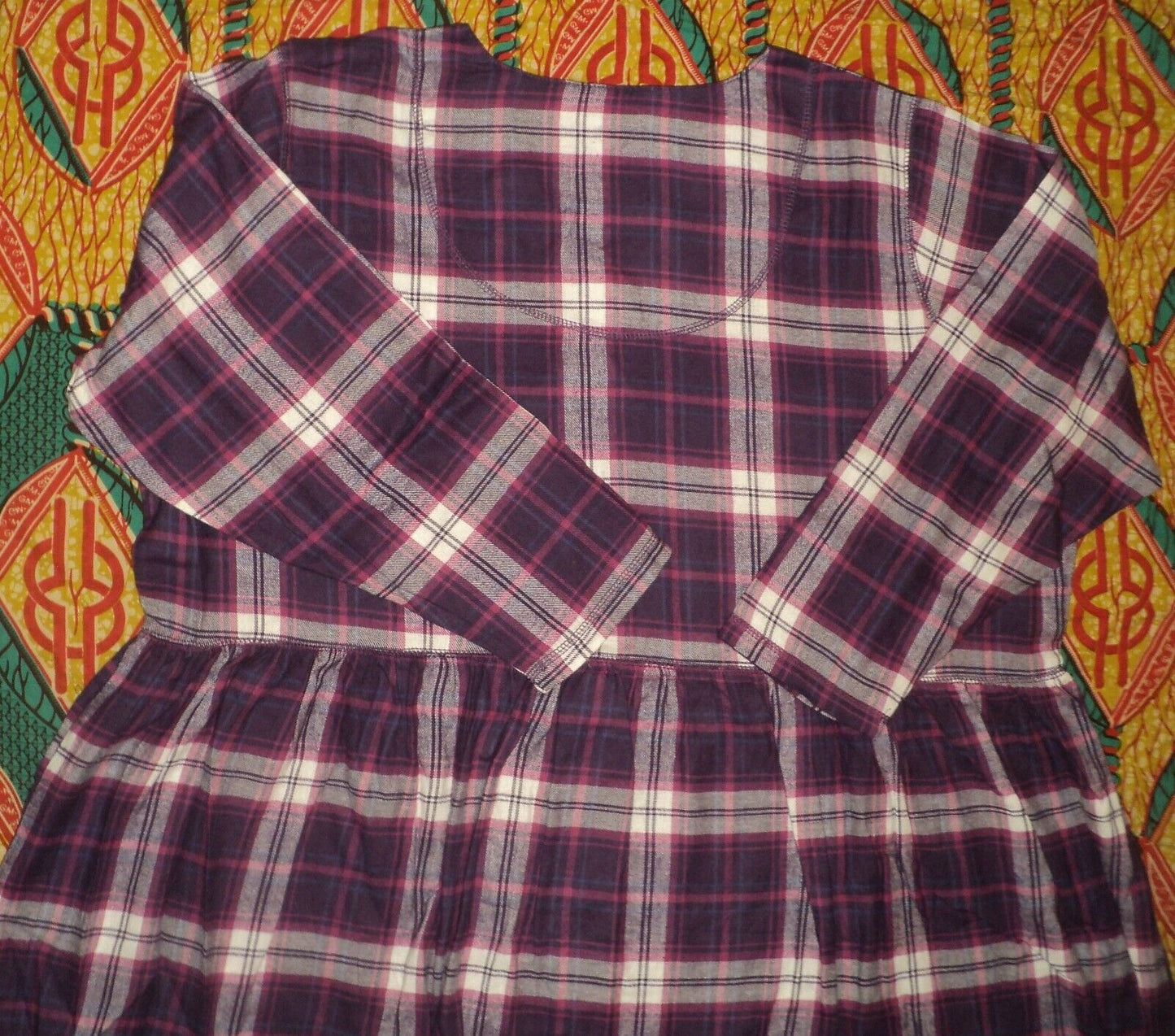 Only Necessities Plus Size Rich Violet Plaid Flannel Snap-Front Lounger Size 3X