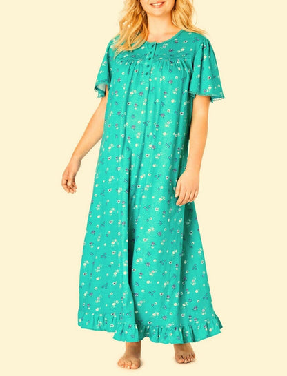 Dreams & Co. Plus Size Waterfall Bud Long Cotton Knit Nightgown Size 1X(22/24)