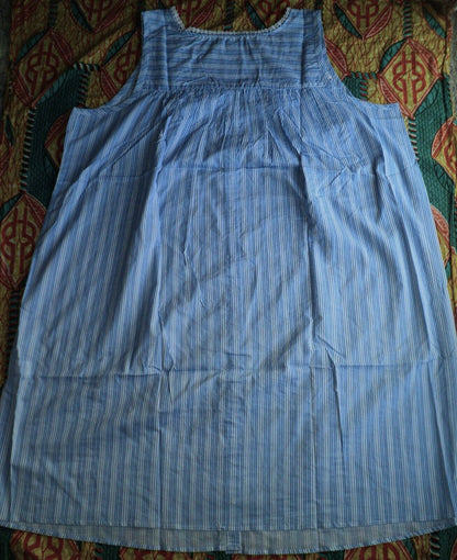 Dreams & Co. Plus Size French Blue Stripe Short Sleeveless Nightgown Size 1X