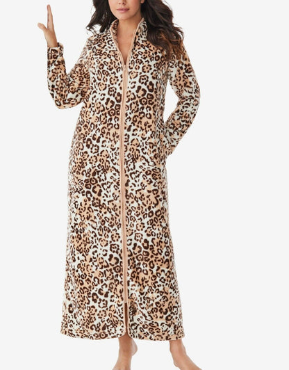 Dreams & Co. Plus Size Leopard Print Microfleece Robe Size 4X(34/36)