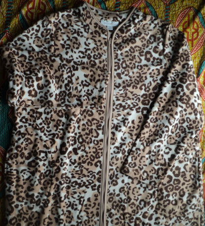 Dreams & Co. Plus Size Leopard Print Microfleece Robe Size 4X(34/36)