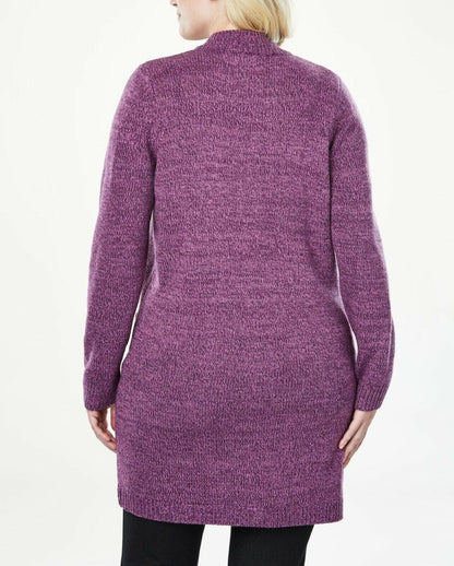 Woman Within Plus Size New Khaki Chocolate Marled Sweater Cardigan Size 2X-26/28