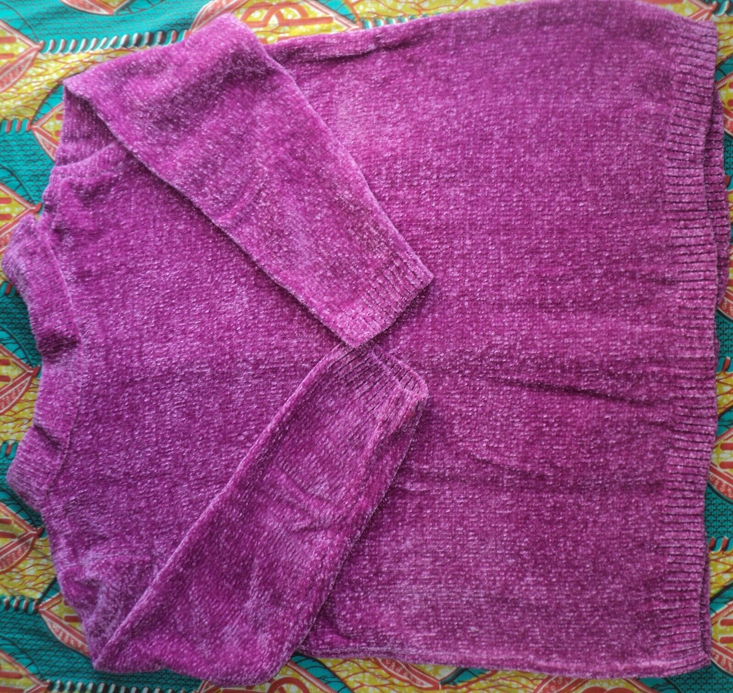 Woman Within Plus Size Raspberry Chenille Zip Cable Cardigan Size 3X(30/32)