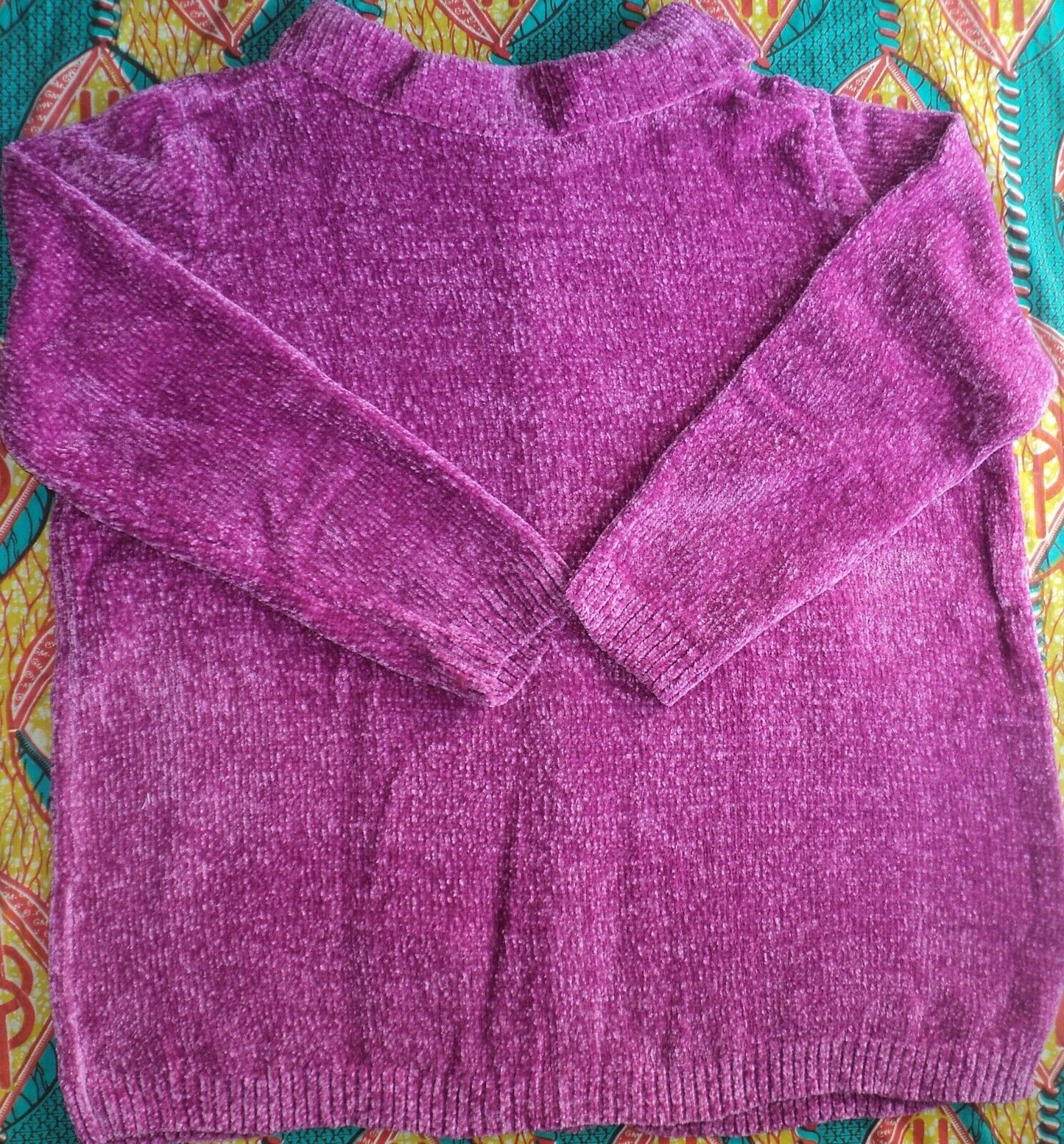 Woman Within Plus Size Raspberry Chenille Zip Cable Cardigan Size 6X(42/44)