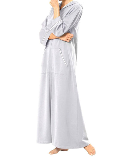 Dreams & Co. Plus Size Heather Grey  3/4 Sleeves Long Hooded Robe Size 2X(26/28)