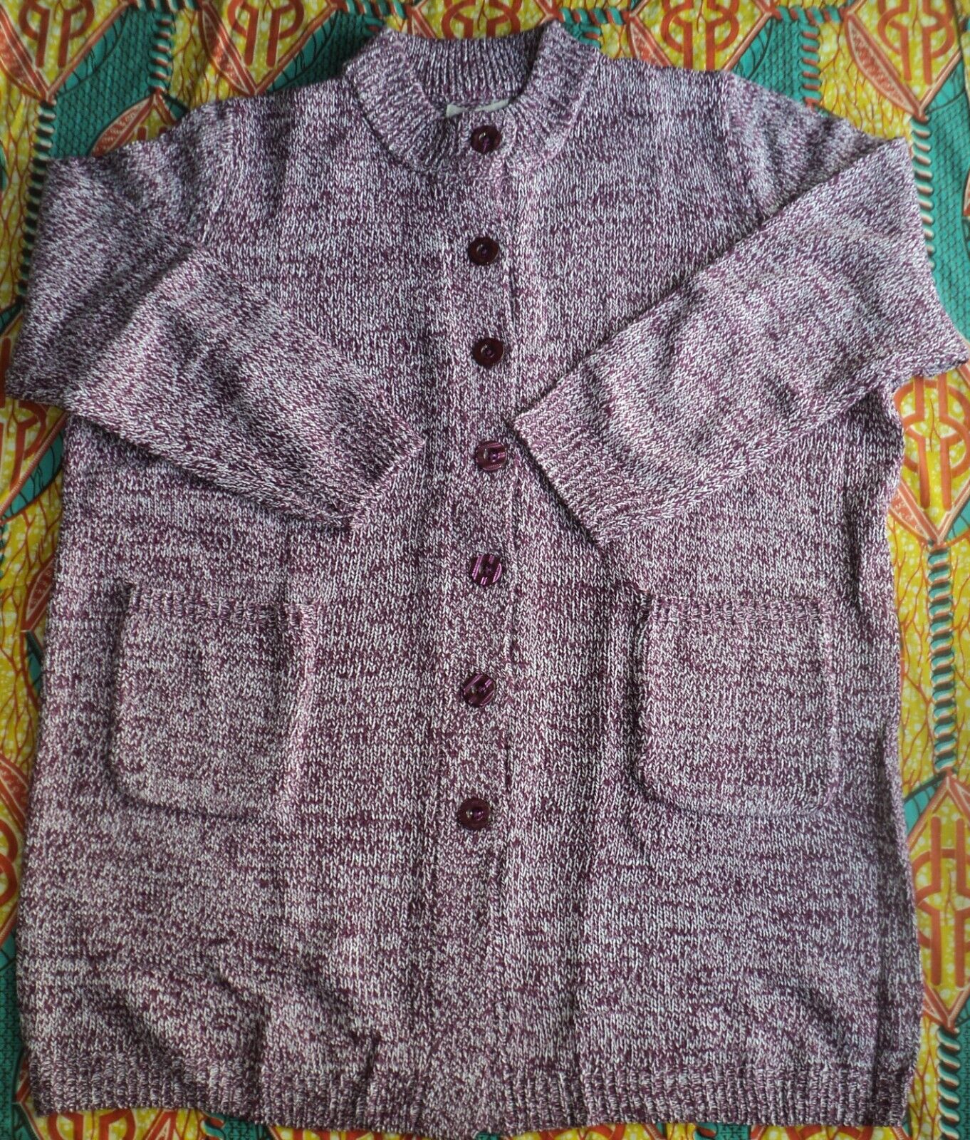 Woman Within Plus Size Deep Claret White Marled Sweater Cardigan Size 4X(34/36)
