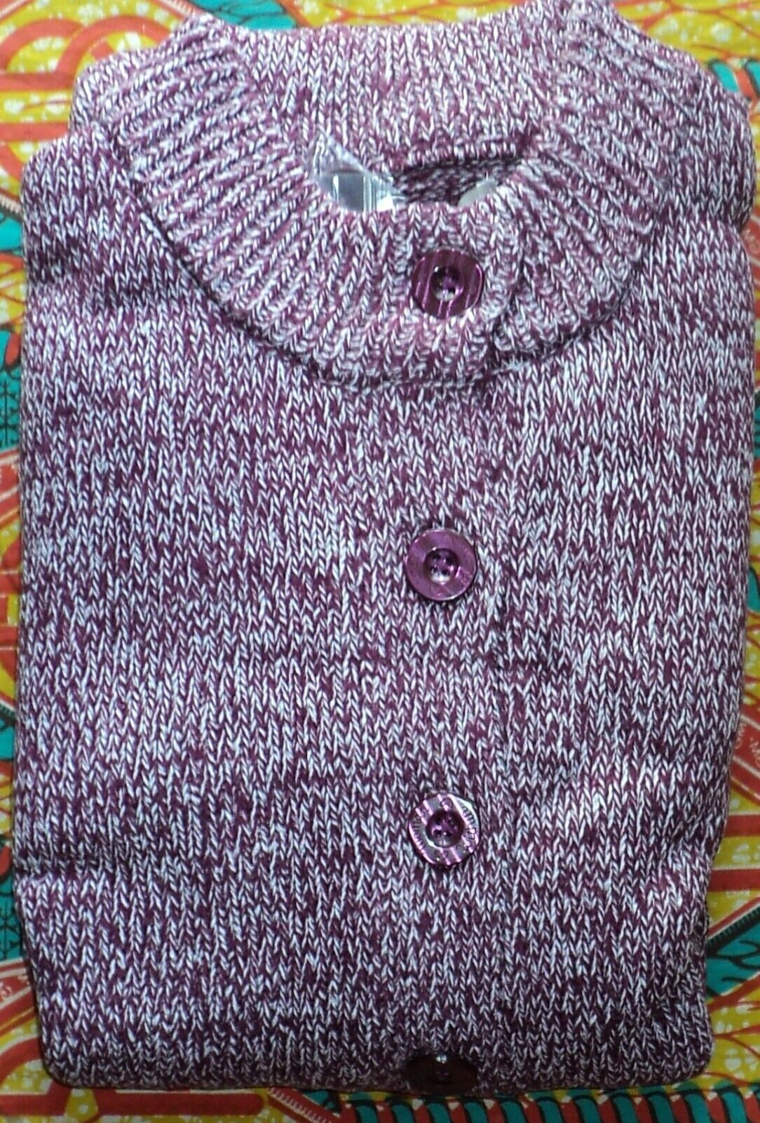 Woman Within Plus Size Deep Claret White Marled Sweater Cardigan Size 4X(34/36)