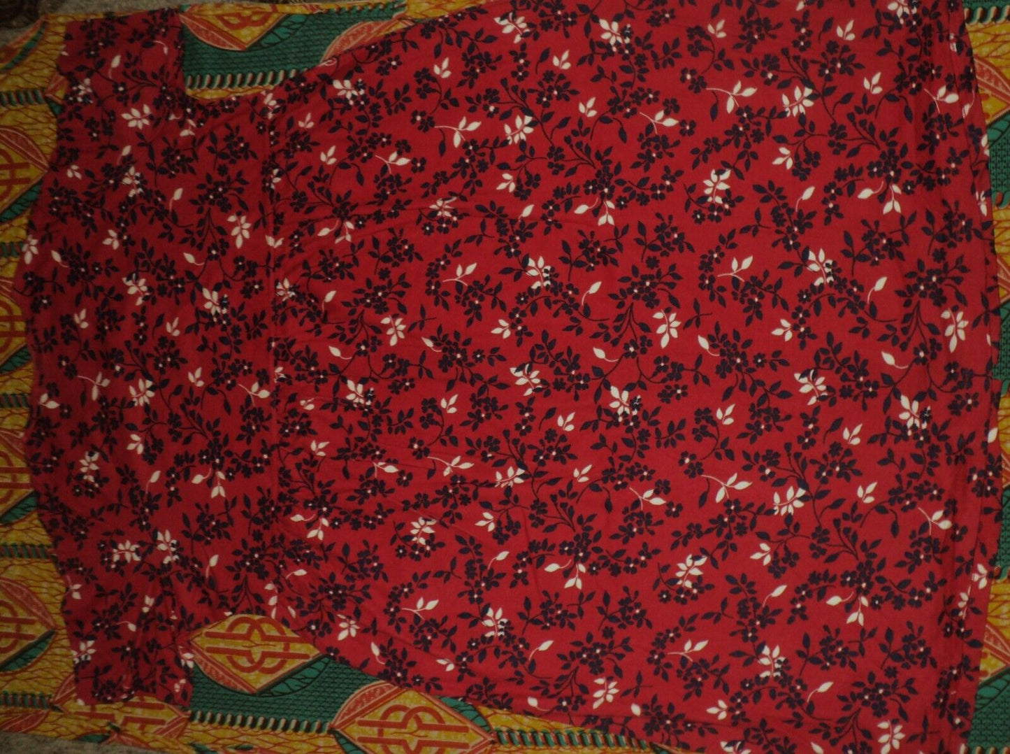 Woman Within Petite Plus Size Classic Red Button Front Empire Waist Dress Sz L