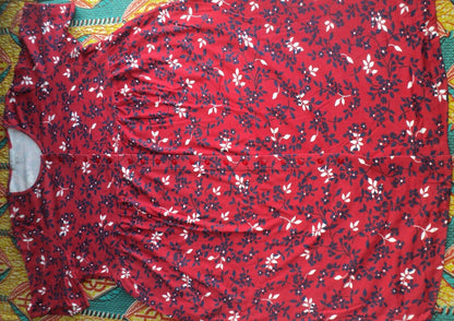 Woman Within Petite Plus Size Classic Red Button Front Empire Waist Dress Sz L