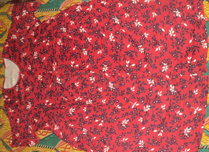 Woman Within Petite Plus Size Classic Red Button Front Empire Waist Dress Sz L