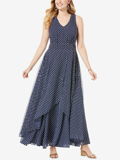 Jessica London Plus Size Black Brushed Floral Flyaway Maxi Dress Size 34W