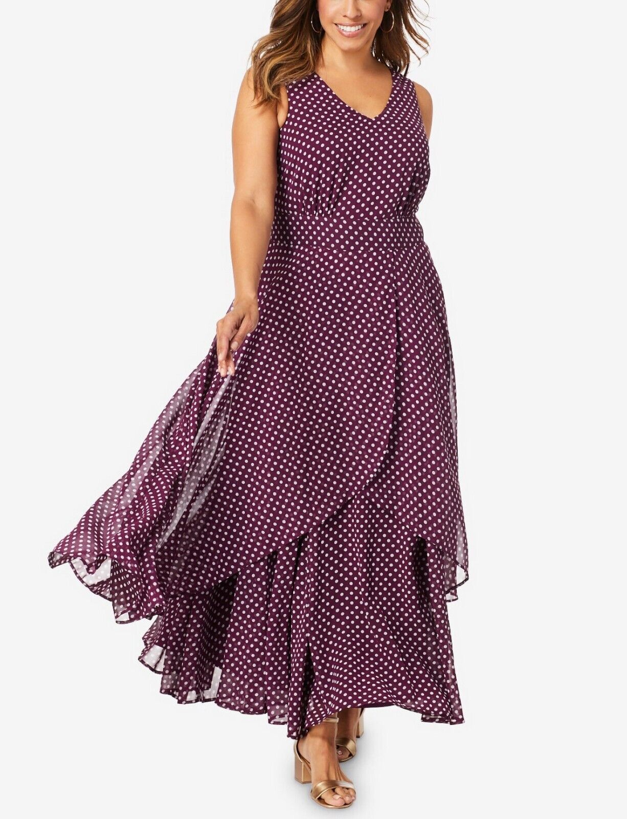 Jessica London Plus Size Black Brushed Floral Flyaway Maxi Dress Size 34W