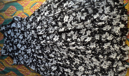 Jessica London Plus Size Black Brushed Floral Flyaway Maxi Dress Size 34W