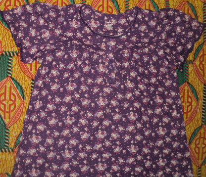 Dreams & Co. Plus Size Petite Plum Burst  Long Cotton Knit Nightgown Size 5X