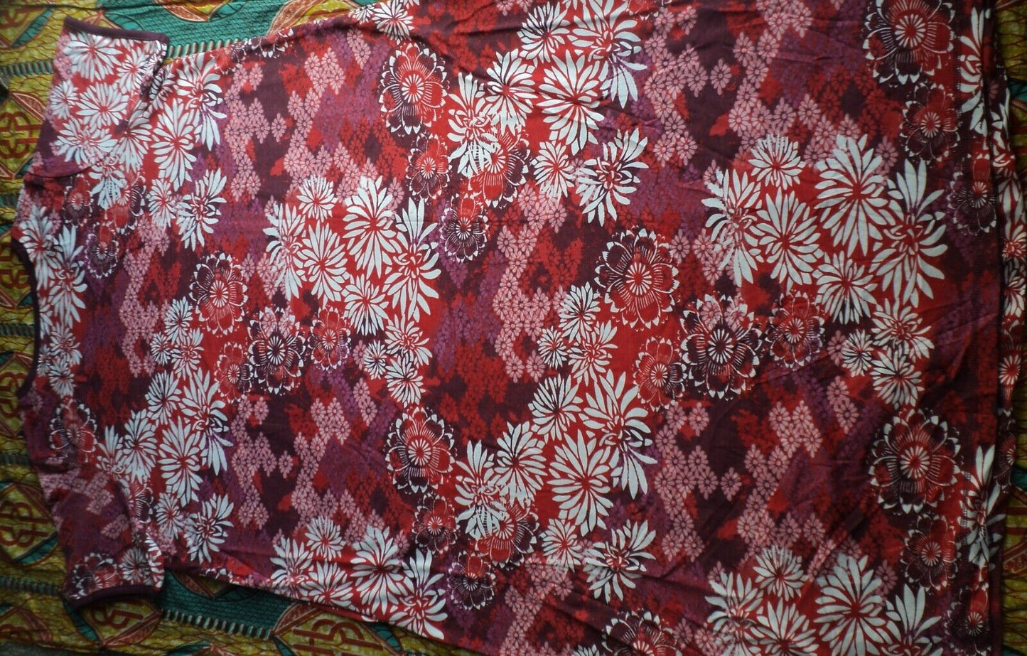 Dreams & Co. Plus Size Pomegranate Floral Long T-Shirt Lounger Size 1X(22/24)