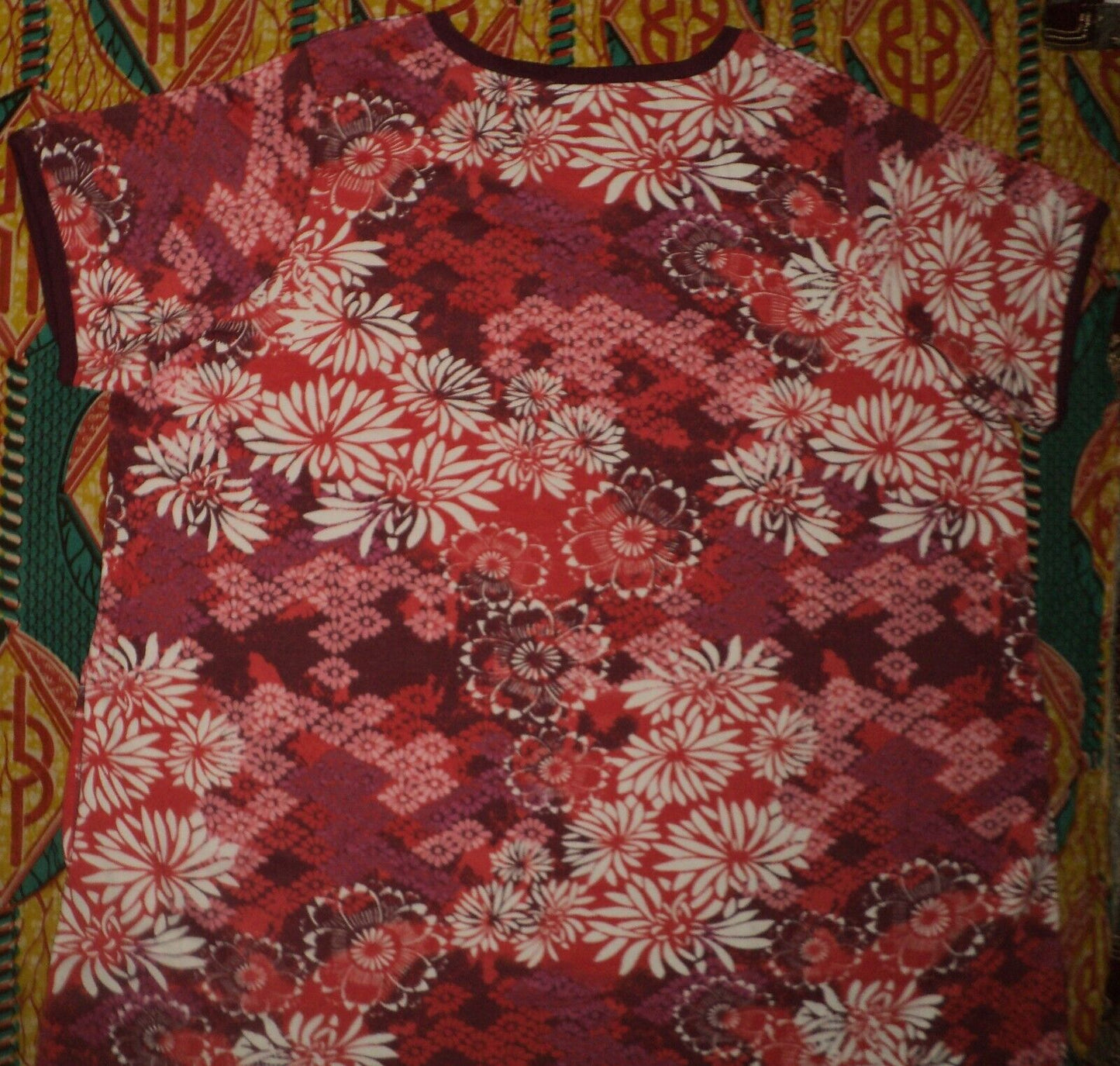Dreams & Co. Plus Size Pomegranate Floral Long T-Shirt Lounger Size 1X(22/24)