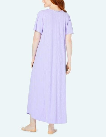 Only Necessities Plus Size Soft Iris Flutter Sleeves Rib Knit Long Nightgown 2X