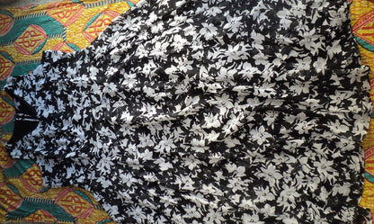 Jessica London Plus Size Black Brushed Floral Flyaway Maxi Dress Size 30W