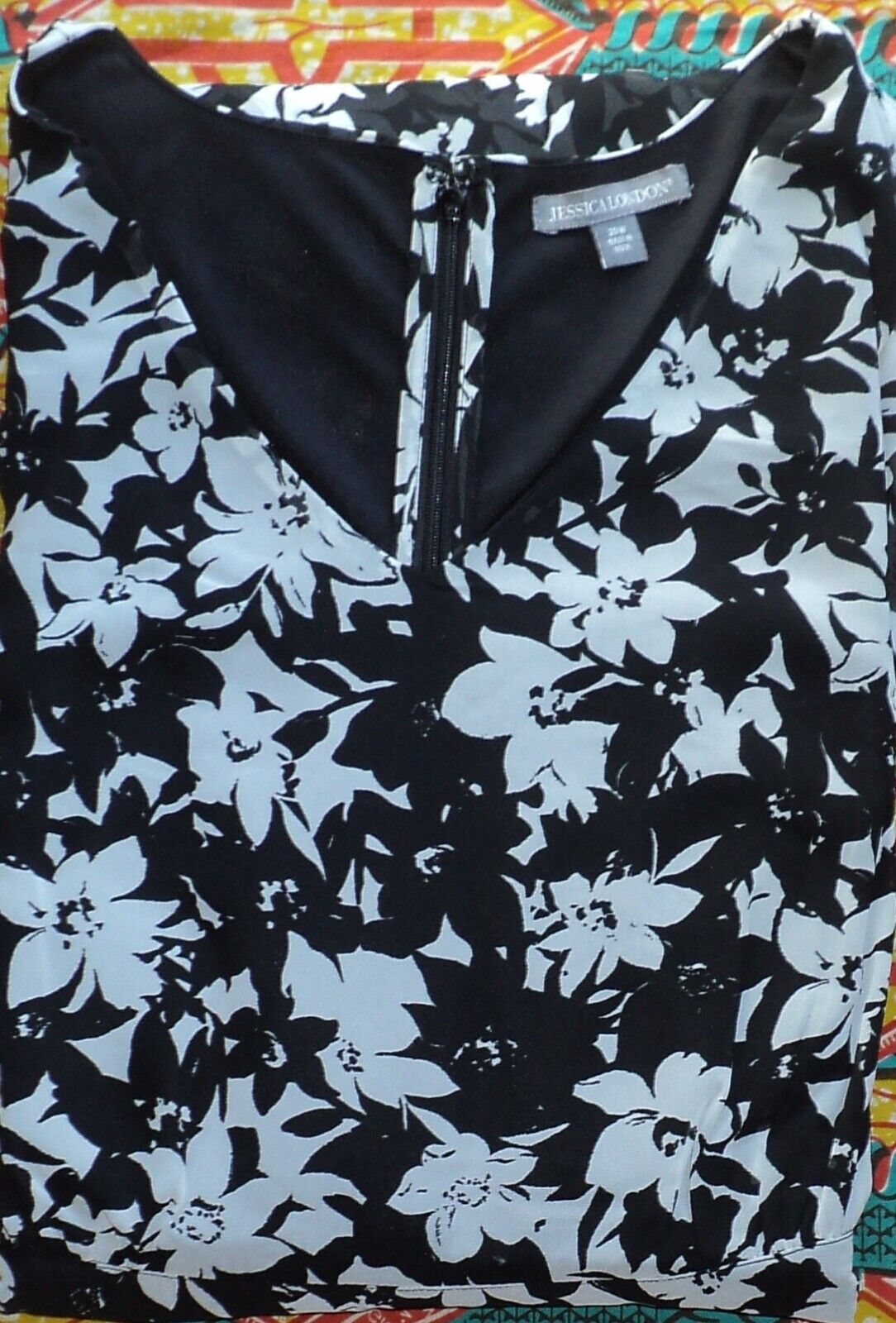 Jessica London Plus Size Black Brushed Floral Flyaway Maxi Dress Size 30W