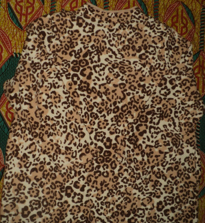 Dreams & Co. Plus Size Leopard Print Microfleece Robe Size 3X(30/32)