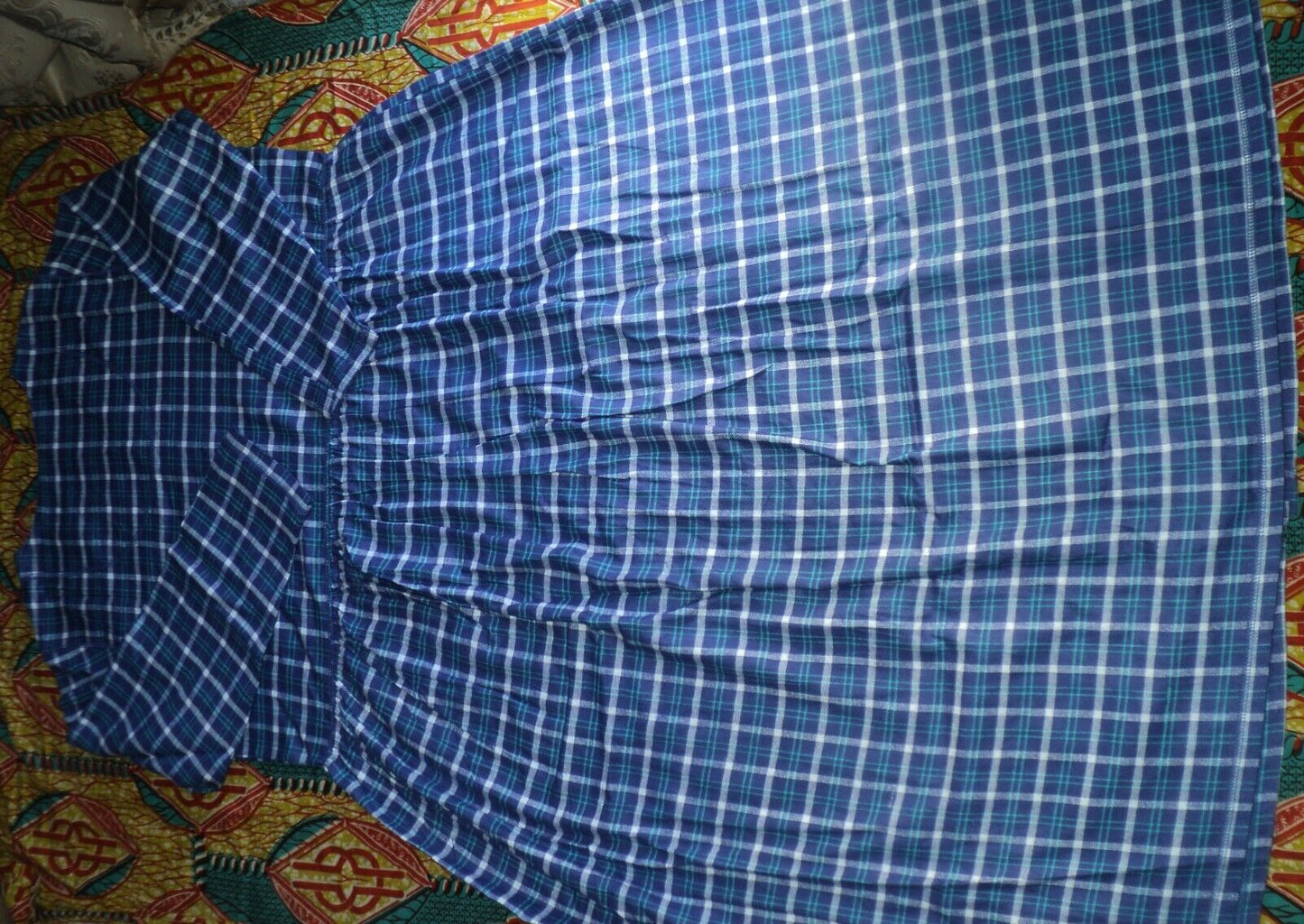 Only Necessities Plus Size Blue Sapphire Plaid Flannel Snap-Front Lounger Sz 4X